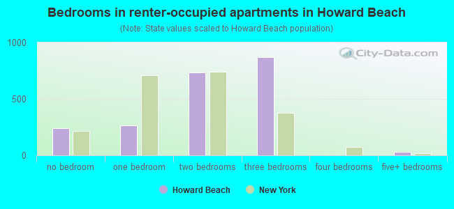 Bedrooms in renter-occupied apartments in Howard Beach