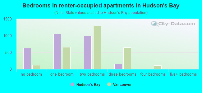 Bedrooms in renter-occupied apartments in Hudson's Bay