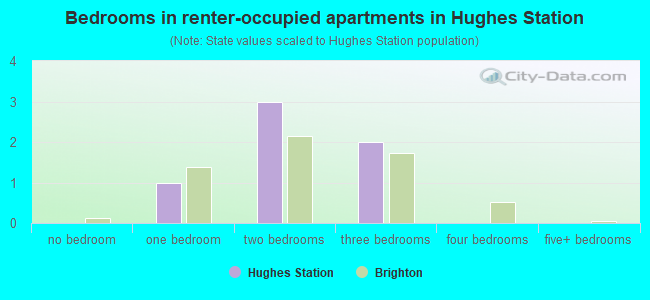 Bedrooms in renter-occupied apartments in Hughes Station