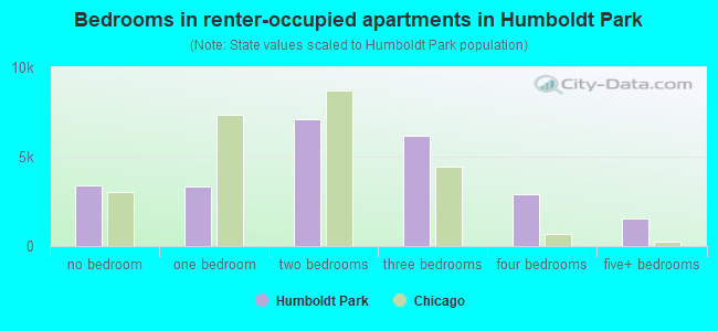Bedrooms in renter-occupied apartments in Humboldt Park