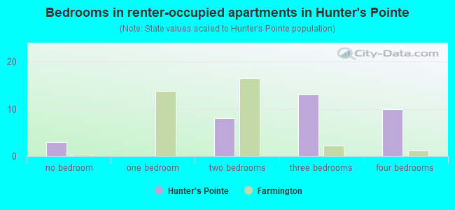 Bedrooms in renter-occupied apartments in Hunter's Pointe