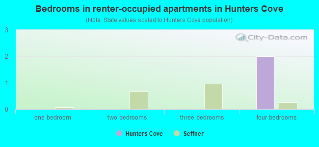 Bedrooms in renter-occupied apartments in Hunters Cove