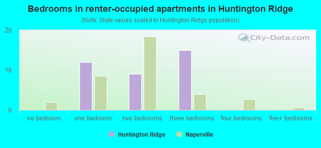Bedrooms in renter-occupied apartments in Huntington Ridge