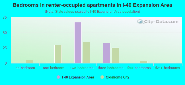 Bedrooms in renter-occupied apartments in I-40 Expansion Area
