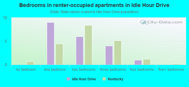 Bedrooms in renter-occupied apartments in Idle Hour Drive
