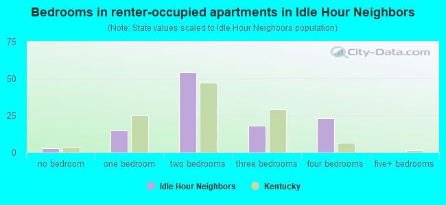 Bedrooms in renter-occupied apartments in Idle Hour Neighbors