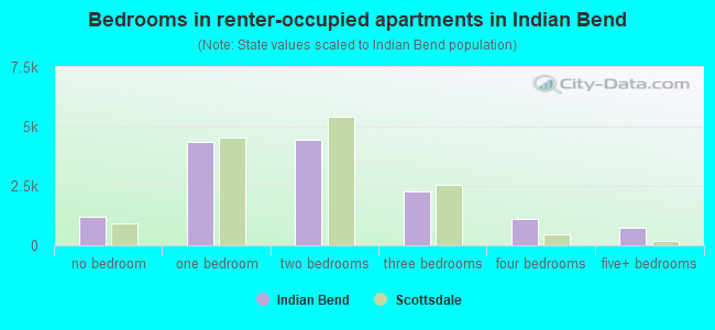 Bedrooms in renter-occupied apartments in Indian Bend