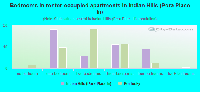 Bedrooms in renter-occupied apartments in Indian Hills (Pera Place Iii)