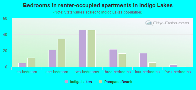 Bedrooms in renter-occupied apartments in Indigo Lakes
