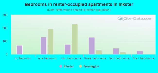 Bedrooms in renter-occupied apartments in Inkster