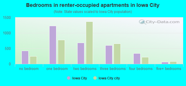 Bedrooms in renter-occupied apartments in Iowa City