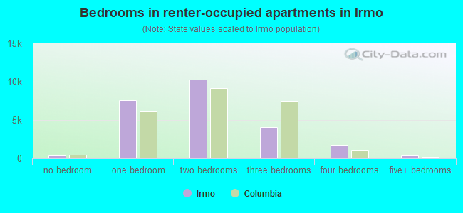 Bedrooms in renter-occupied apartments in Irmo