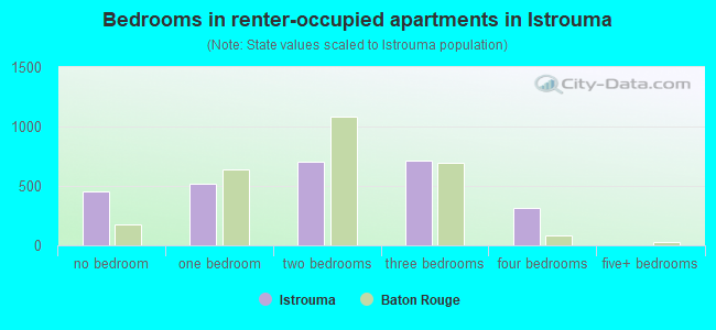 Bedrooms in renter-occupied apartments in Istrouma