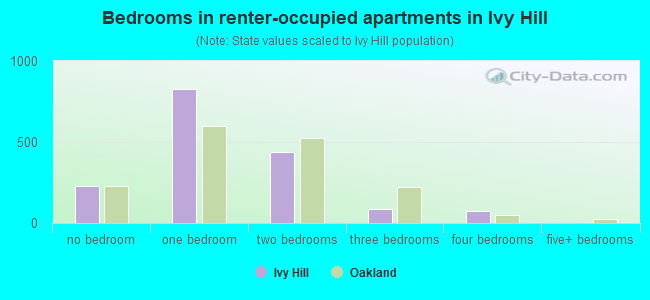 Bedrooms in renter-occupied apartments in Ivy Hill