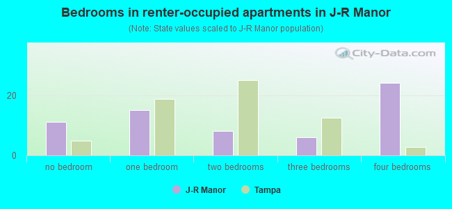 Bedrooms in renter-occupied apartments in J-R Manor