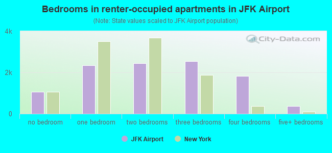 Bedrooms in renter-occupied apartments in JFK Airport