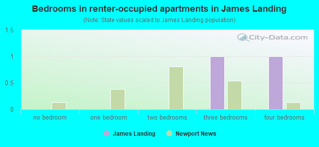 Bedrooms in renter-occupied apartments in James Landing