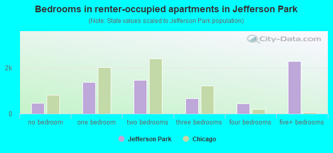 Bedrooms in renter-occupied apartments in Jefferson Park