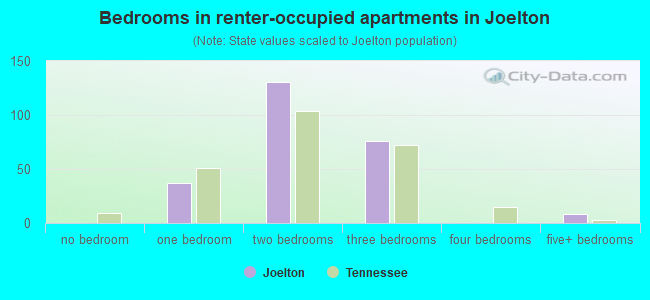 Bedrooms in renter-occupied apartments in Joelton