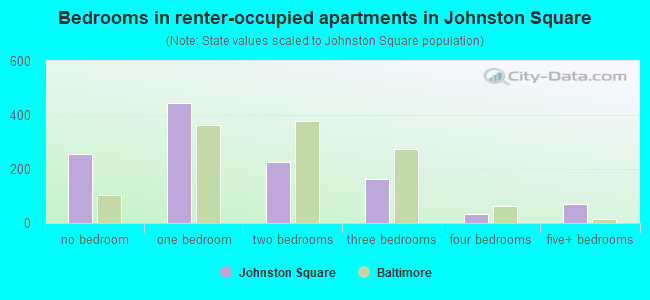 Bedrooms in renter-occupied apartments in Johnston Square