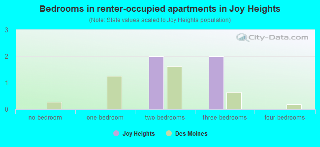 Bedrooms in renter-occupied apartments in Joy Heights