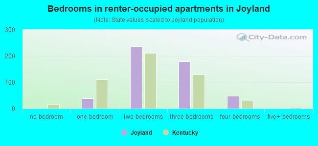 Bedrooms in renter-occupied apartments in Joyland