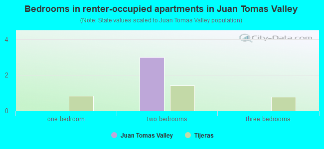 Bedrooms in renter-occupied apartments in Juan Tomas Valley