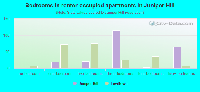 Bedrooms in renter-occupied apartments in Juniper Hill