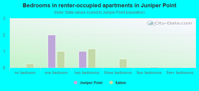 Bedrooms in renter-occupied apartments in Juniper Point