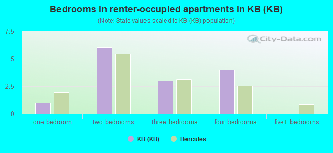 Bedrooms in renter-occupied apartments in KB (KB)