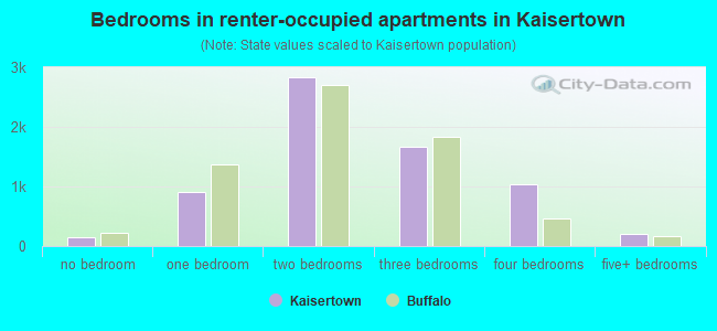 Bedrooms in renter-occupied apartments in Kaisertown