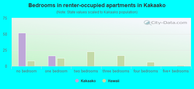 Bedrooms in renter-occupied apartments in Kakaako