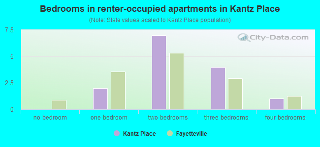 Bedrooms in renter-occupied apartments in Kantz Place