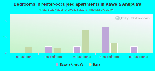 Bedrooms in renter-occupied apartments in Kawela Ahupua`a