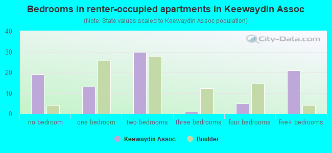 Bedrooms in renter-occupied apartments in Keewaydin Assoc