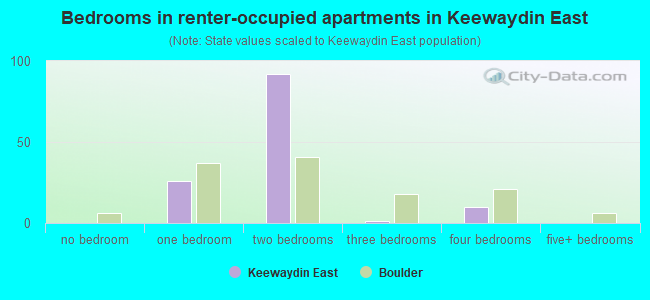 Bedrooms in renter-occupied apartments in Keewaydin East