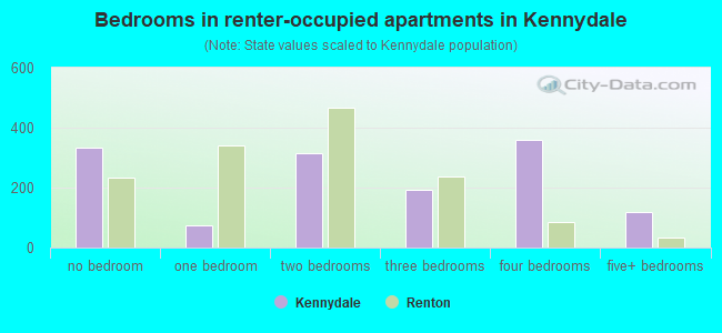 Bedrooms in renter-occupied apartments in Kennydale