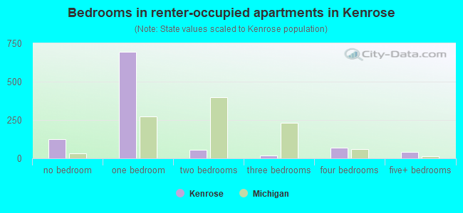 Bedrooms in renter-occupied apartments in Kenrose