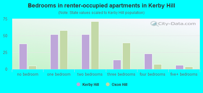 Bedrooms in renter-occupied apartments in Kerby Hill