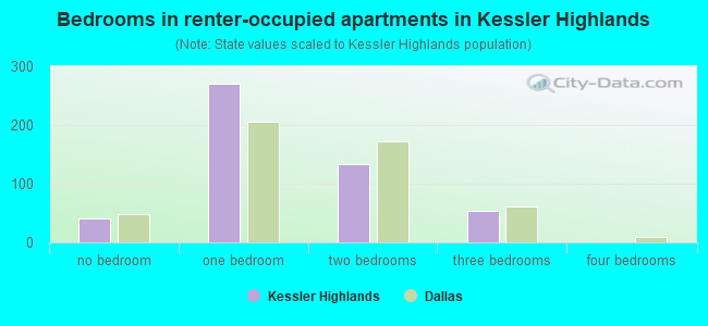 Bedrooms in renter-occupied apartments in Kessler Highlands