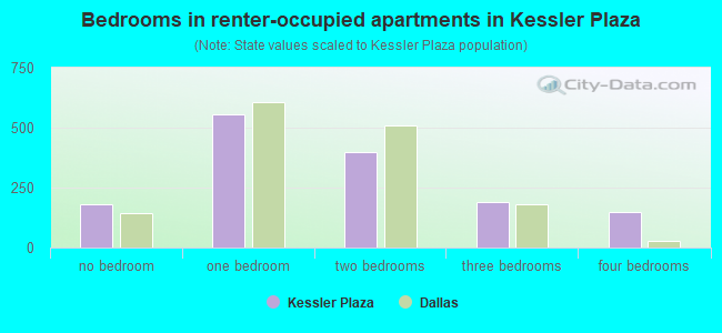 Bedrooms in renter-occupied apartments in Kessler Plaza