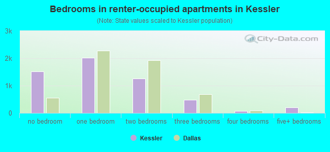 Bedrooms in renter-occupied apartments in Kessler