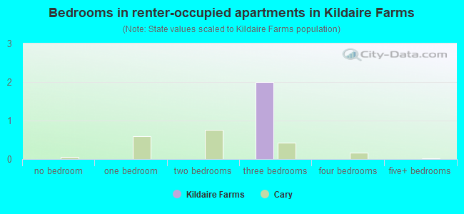 Bedrooms in renter-occupied apartments in Kildaire Farms