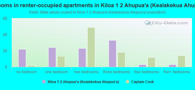 Bedrooms in renter-occupied apartments in Kiloa 1  2 Ahupua`a (Kealakekua Ahupua`a)