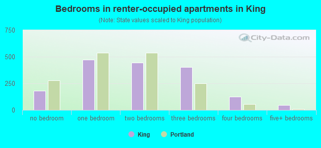 Bedrooms in renter-occupied apartments in King