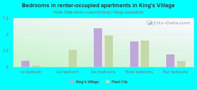 Bedrooms in renter-occupied apartments in King's Village