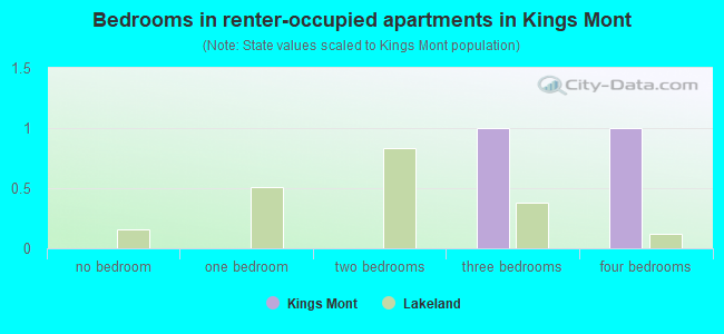 Bedrooms in renter-occupied apartments in Kings Mont