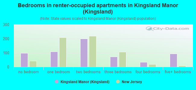 Bedrooms in renter-occupied apartments in Kingsland Manor (Kingsland)