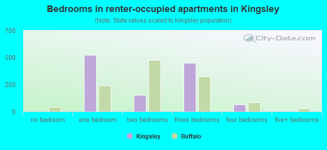 Bedrooms in renter-occupied apartments in Kingsley