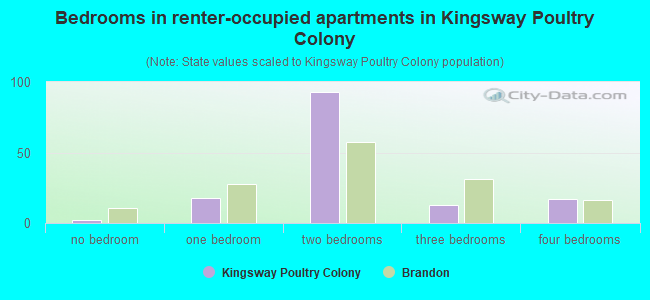 Bedrooms in renter-occupied apartments in Kingsway Poultry Colony